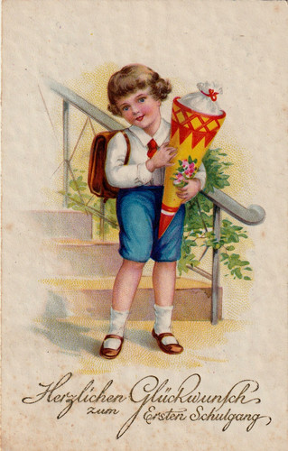 Schulanfang in mittelbach - ak,